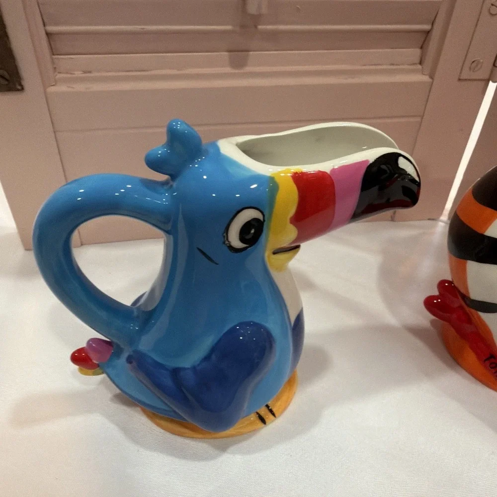 Tony the Tiger and Toucan Sam Kellogg's Cereal Suger, Milk Servers Y2K Porcelain